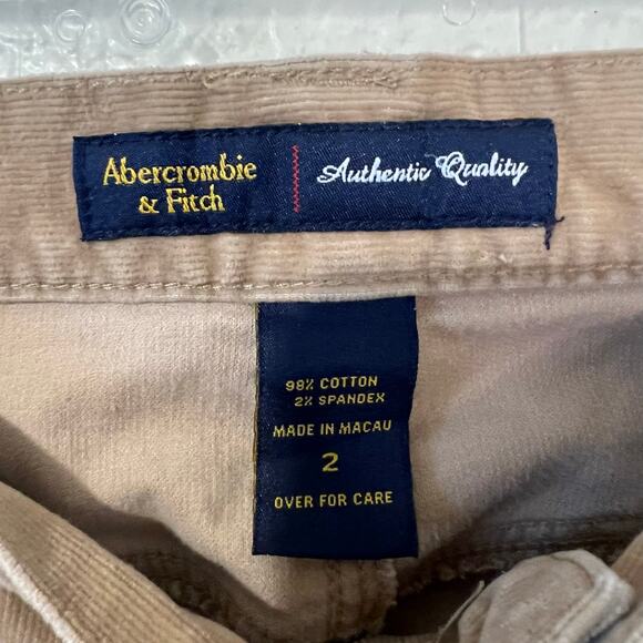 Abercrombie & Fitch Y2K Tan Slit Hem Flap Pockets Bootcut Corduroy Pants Sz 2 - Picture 5 of 8